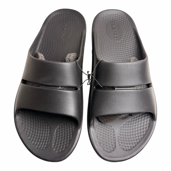 OOFOS OOahh Recovery Slide Sandals Black Unisex Comfort Orthopedic M9 W11 EU 42 - Picture 2 of 12